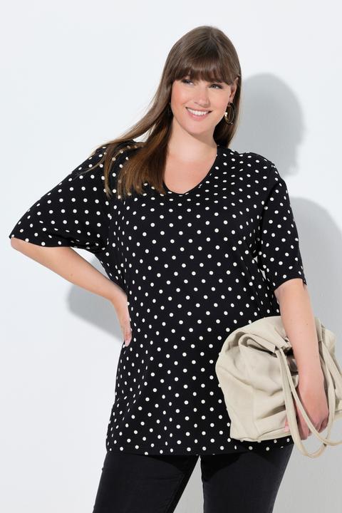 Actual product image Ulla Popken Polka Dot V-Neck Tee (60)