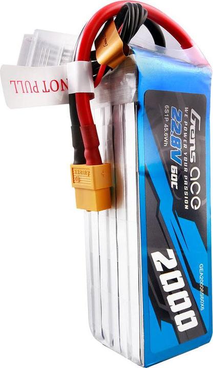 Image du produit Gens Ace Pack de batteries Lipo 2000mAh 22.8V 60C 6S1P haute tension avec connecteur XT60 (22.80 V, 2000 mAh)