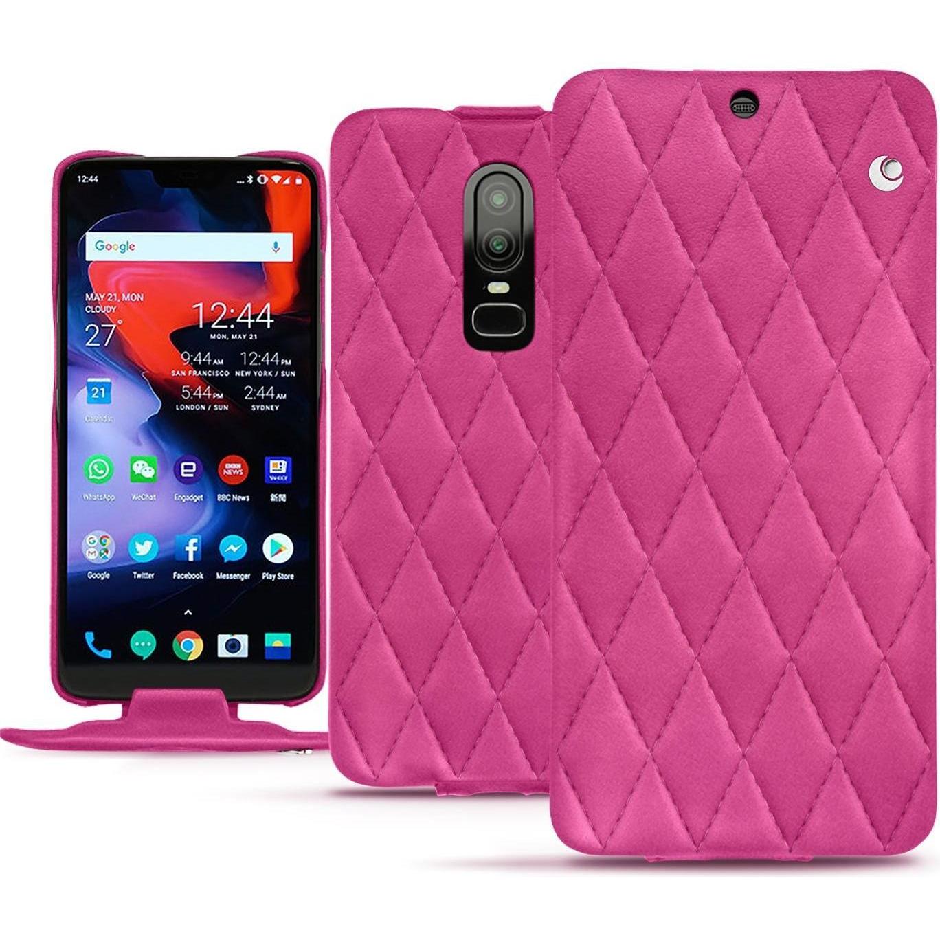 Noreve Lederschutzhülle vertikal (OnePlus 6), Smartphone Hülle, Rosa