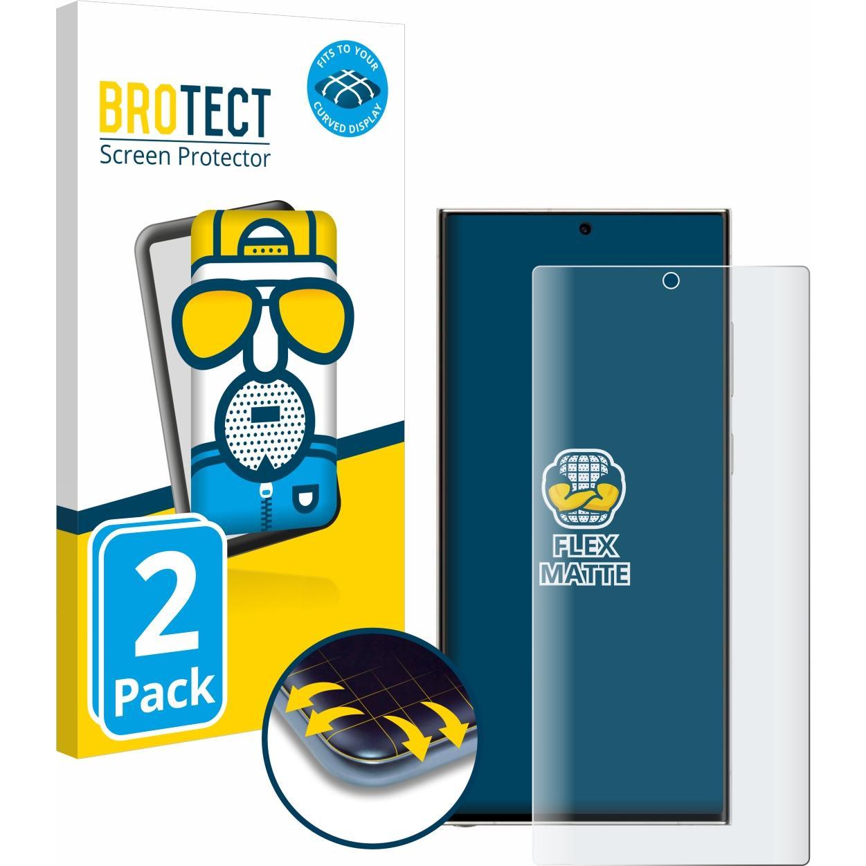 BROTECT Full-Cover Displayschutz Matt (2 Stück, Samsung Galaxy S23 Ultra), Smartphone Schutzfolie, Grau