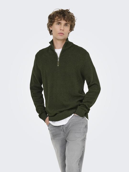 Produktbild Only & Sons Onsmace Reg 12 Herringbon Half Zip Knit (3XL)