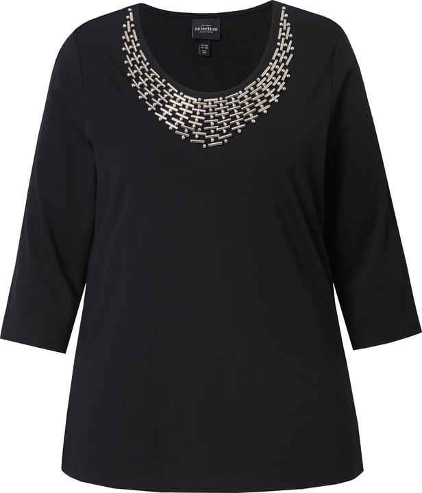 Produktbild Ulla Popken Shirt, Collier-Verzierung, Classic, Rundhals, 3/4-Arm (42, 44)