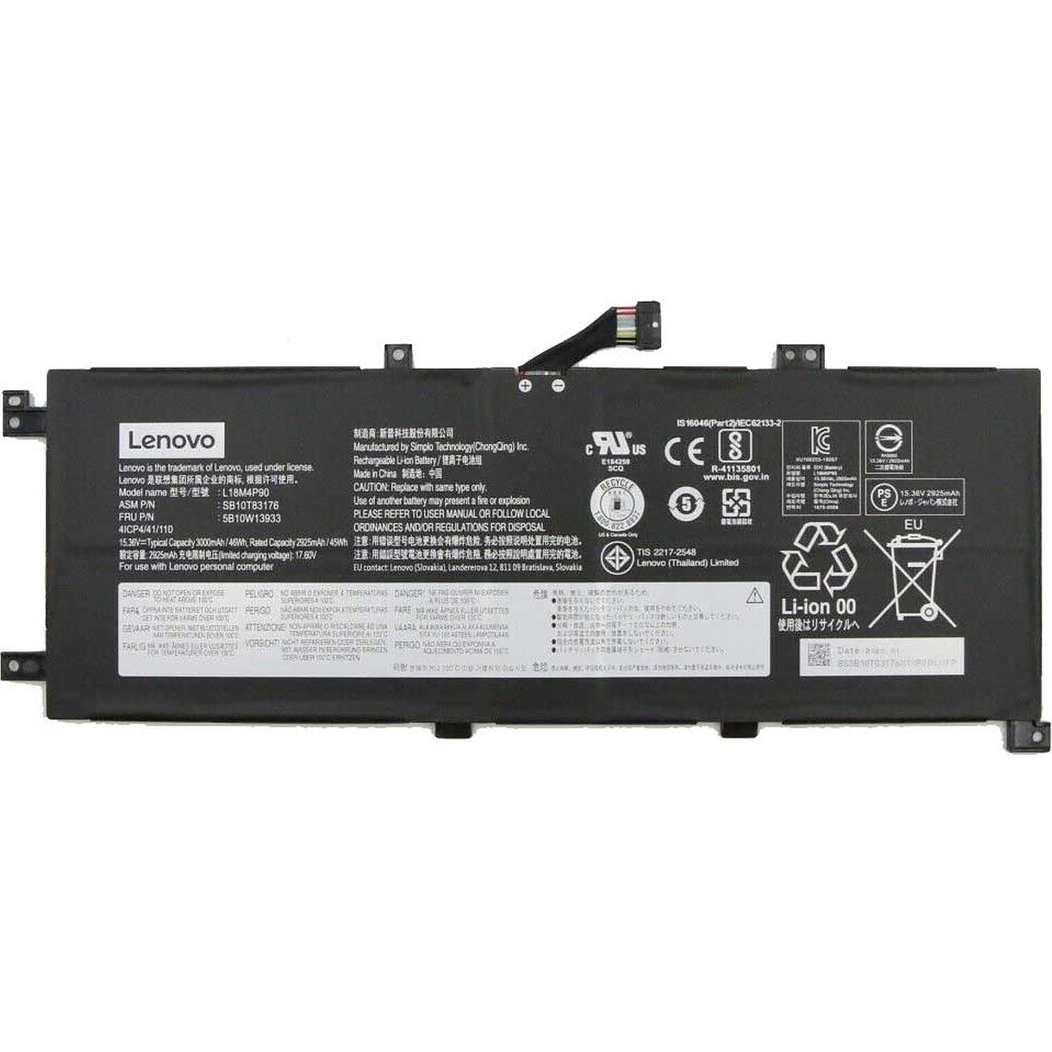 Lenovo BATTERY Internal, 4c, 52.5Wh (4 Zellen, 3390 mAh), Notebook Akku