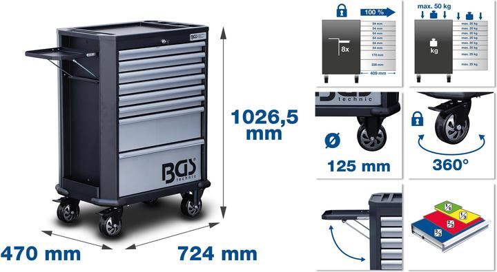 Immagine prodotto BGS Carrello portautensili 8 cassetti vuoto (8 x)