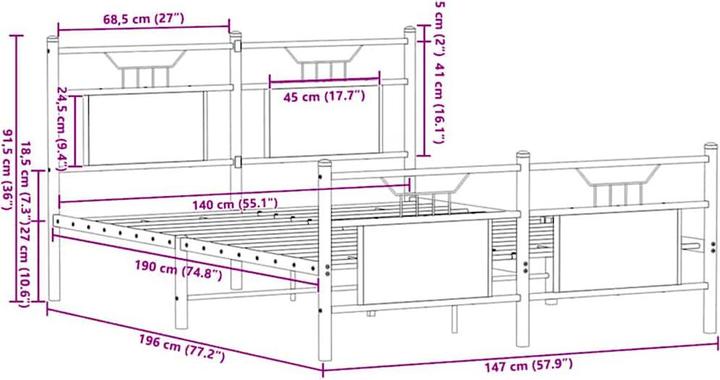 Image du produit vidaXL Bettgestell (140 x 190 cm)