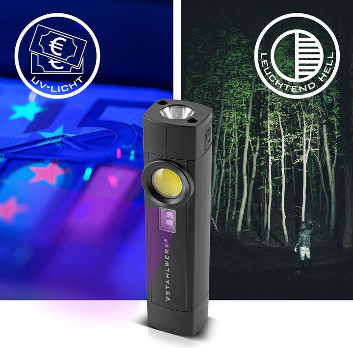Actual product image Stahlwerk LED work light AL-3 ST with 4 light modes including UV light