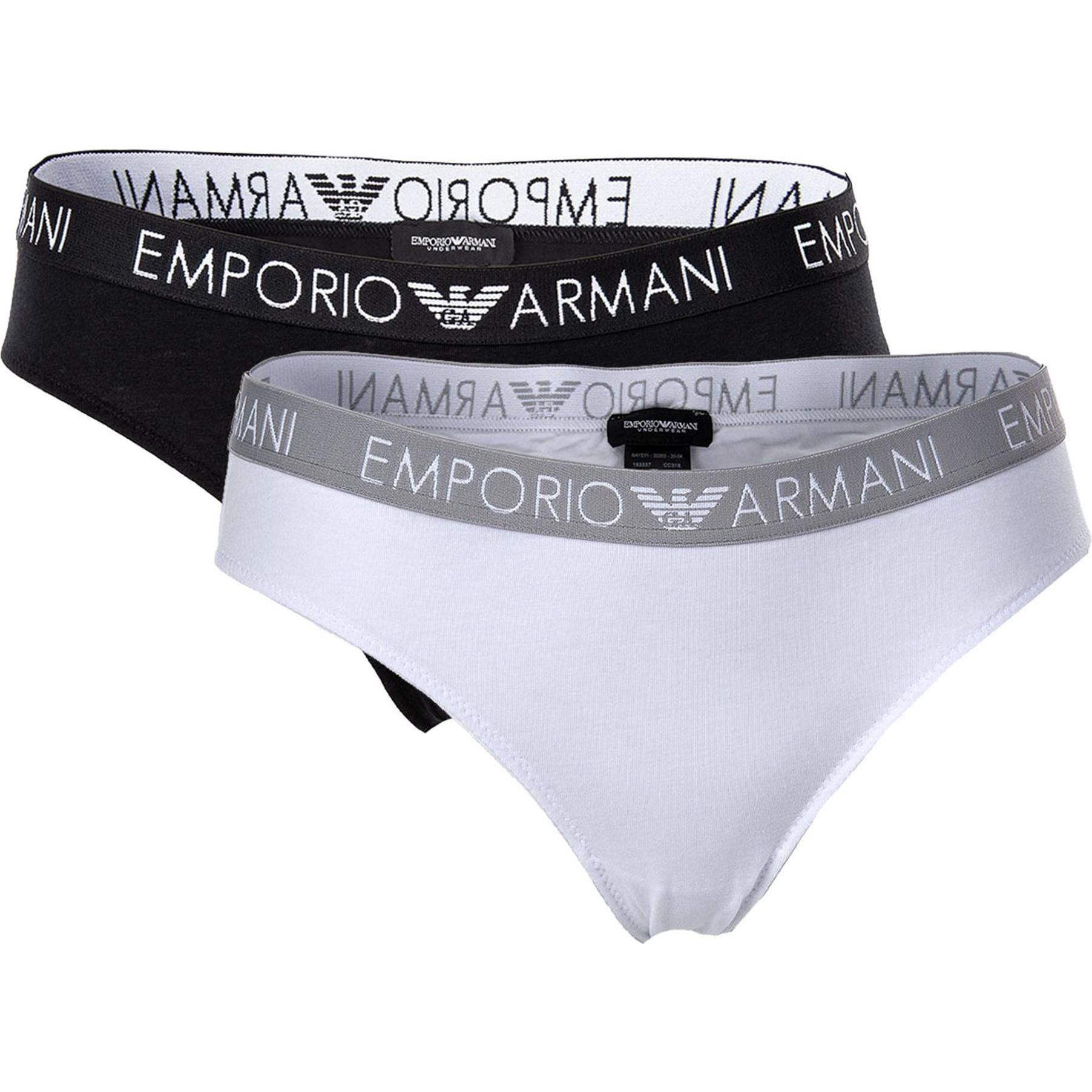 Emporio Armani, Damen, Unterhosen, Slip Casual Figurbetont, Weiss, Schwarz, (S, 2er Pack)