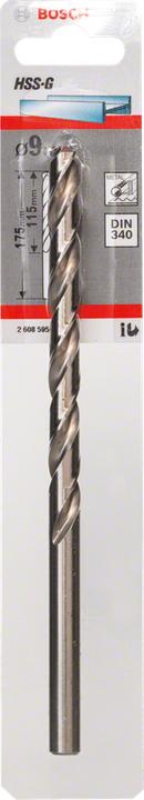 Immagine prodotto Bosch Professional Zubehör Trapano per metallo HSS-G, DIN 340, 9 x 115 x 175 mm, confezione da 1 pezzo (9 mm)