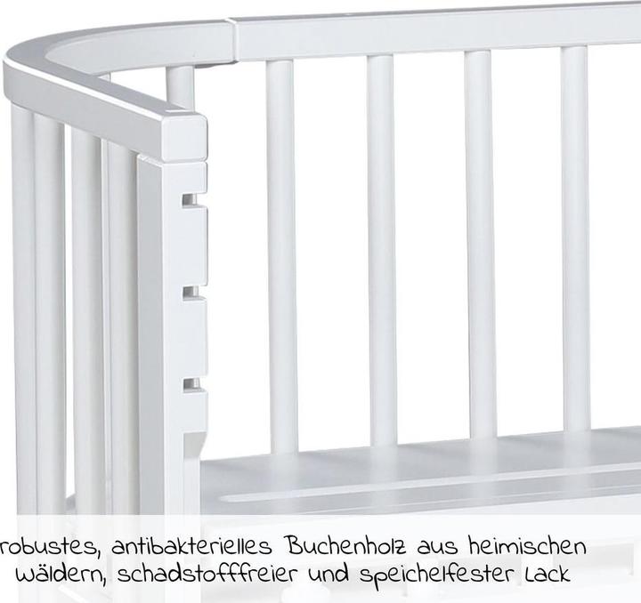 Actual product image Babybay Boxspring Comfort Plus co-sleeper bed - White lacquered (51 x 89 cm)