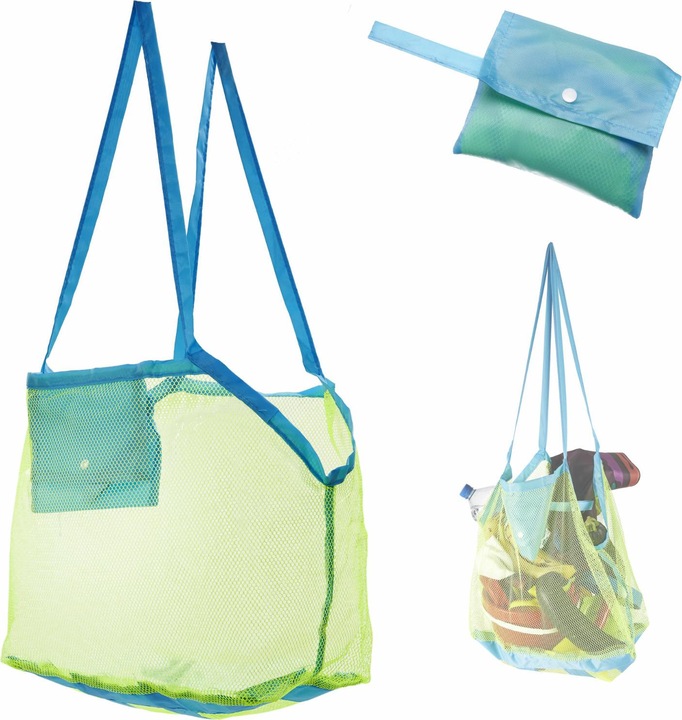 Ikonka Strandnetz Tasche Einkaufen Spielzeug gross XXL