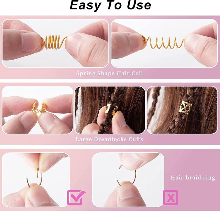 Produktbild Activity Board Packung mit 180 Dreadlocks Schmuck, Dreadlocks Dekoration Loc Haarschmuck für Frauen Zöpfe