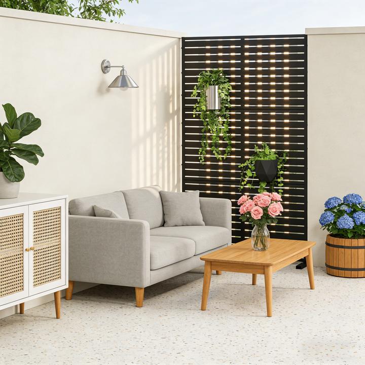 Image du produit Casa.Pro Trennwand Nodepp verzinkter Stahl 180x120 cm Schwarz (180 x 120 x 40 cm)