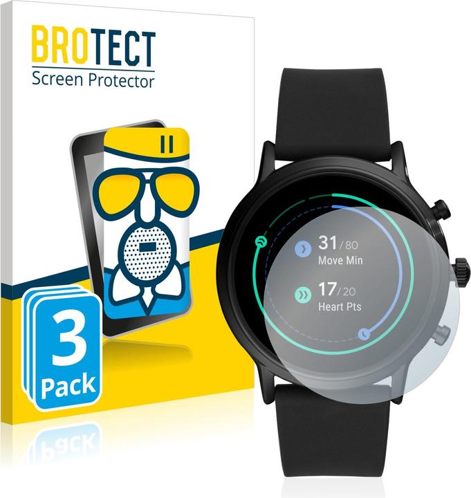 Brotect AirGlass Matte Pellicola Protettiva In Vetro Opaco Per Fossil The Carlyle HR (5.Gen) – 3 Pezzi, Anti-Riflesso, Durezza 9H, Made In Germany - 4