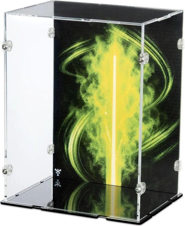 Produktbild iDisplayit Acryl-Display für LEGO® 75438 Star Wars - Yoda Büste (Mit Hintergrundbild & schwarzem Boden)