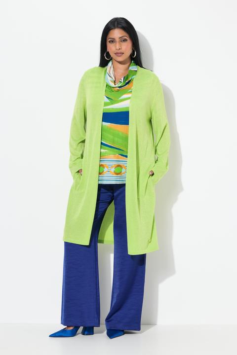 Produktbild Ulla Popken Long-Strickjacke, offene Form, V-Ausschnitt, Stehkragen (42, 44)