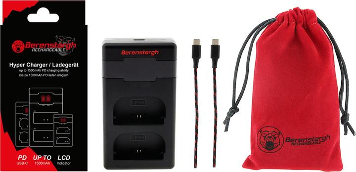 Productafbeelding Berenstargh Hyper PD Ladegerät Canon LP-E6 LPE6 EOS 60D EOS 70D EOS 5D 6D 7D inkl. USB-C Kabel (Lader zonder batterij)