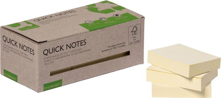 Actual product image Q-Connect Sticky notes Quick Notes Recycling Tower, yellow (51 x 38 mm)