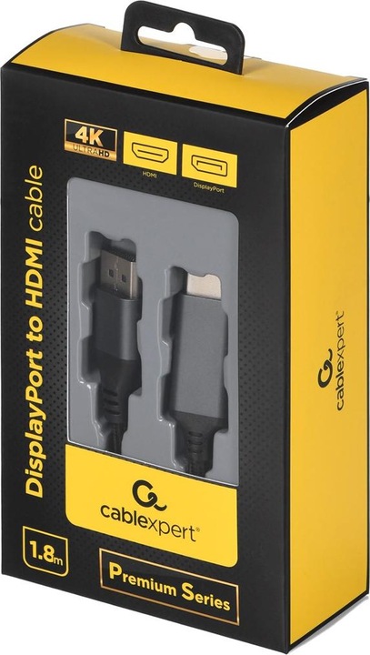 Actual product image Gembird CC-DP-HDMI-4K-6 Video Cable Adapter 1.8m DisplayPort HDMI Type A (Standard) Black (1.80 m, DisplayPort)