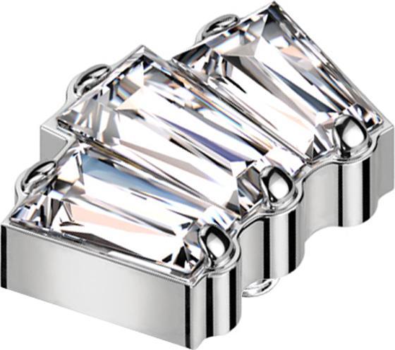 Immagine prodotto Star Piercing Dermal Anchor argento tre cristalli Baquette argento (senza ottone, Titanio)