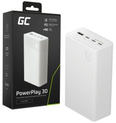 GreenCell Enerģijas krātuve PowerPlay 30 30000mAh White 5904326374690 PBGC30W (5904326374690) (30000 mAh)