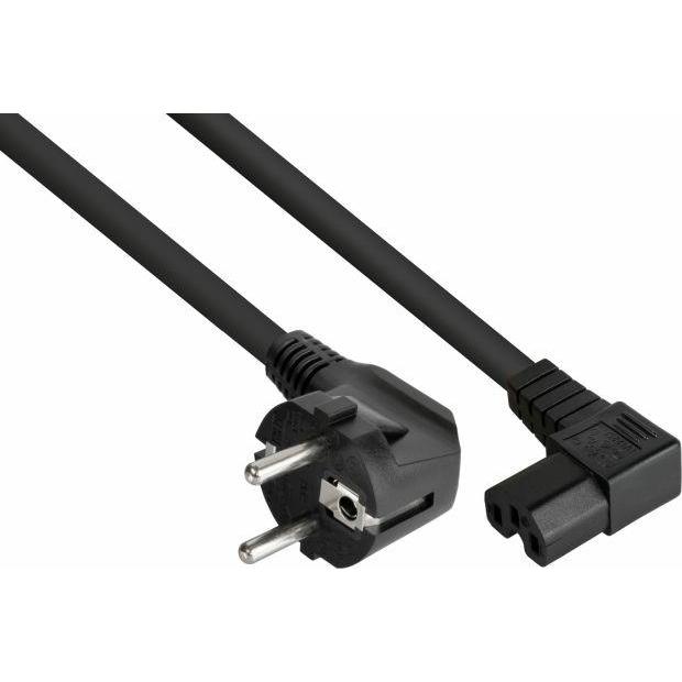 Kabelmeister Netzkabel Schutzkontakt-Stecker Typ E+F (90° gew.) an Warmgeräte-Buchse C15 (r. gew.) (0.50 m), Stromkabel