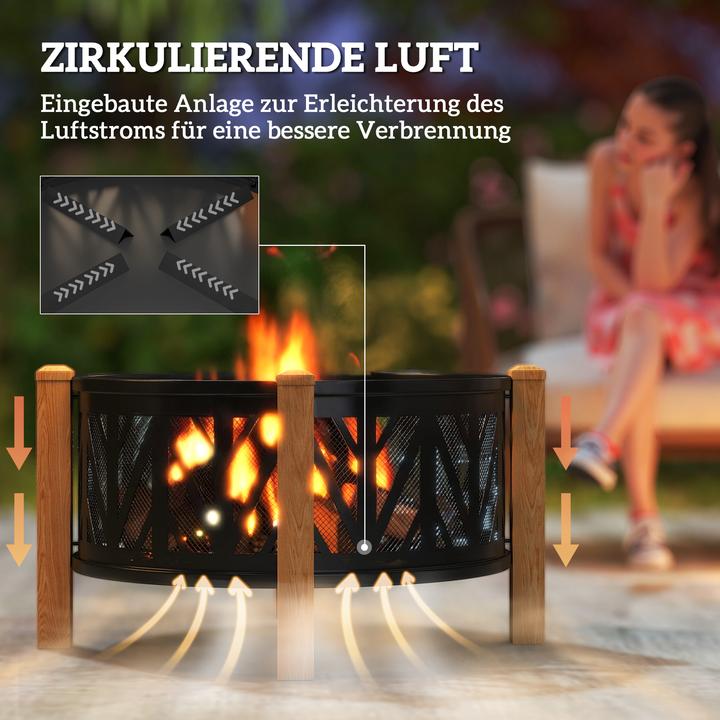 Produktbild Outsunny Feuerschale Metall Schwarz+Braun (75 cm)