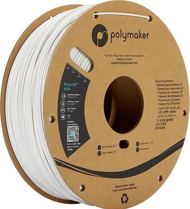 Actual product image Polymaker PF01011 PolyLite Filament ASA UV-resistant, weatherproof, heat-resistant (ASA, 2.85 mm, 1000 g, White)
