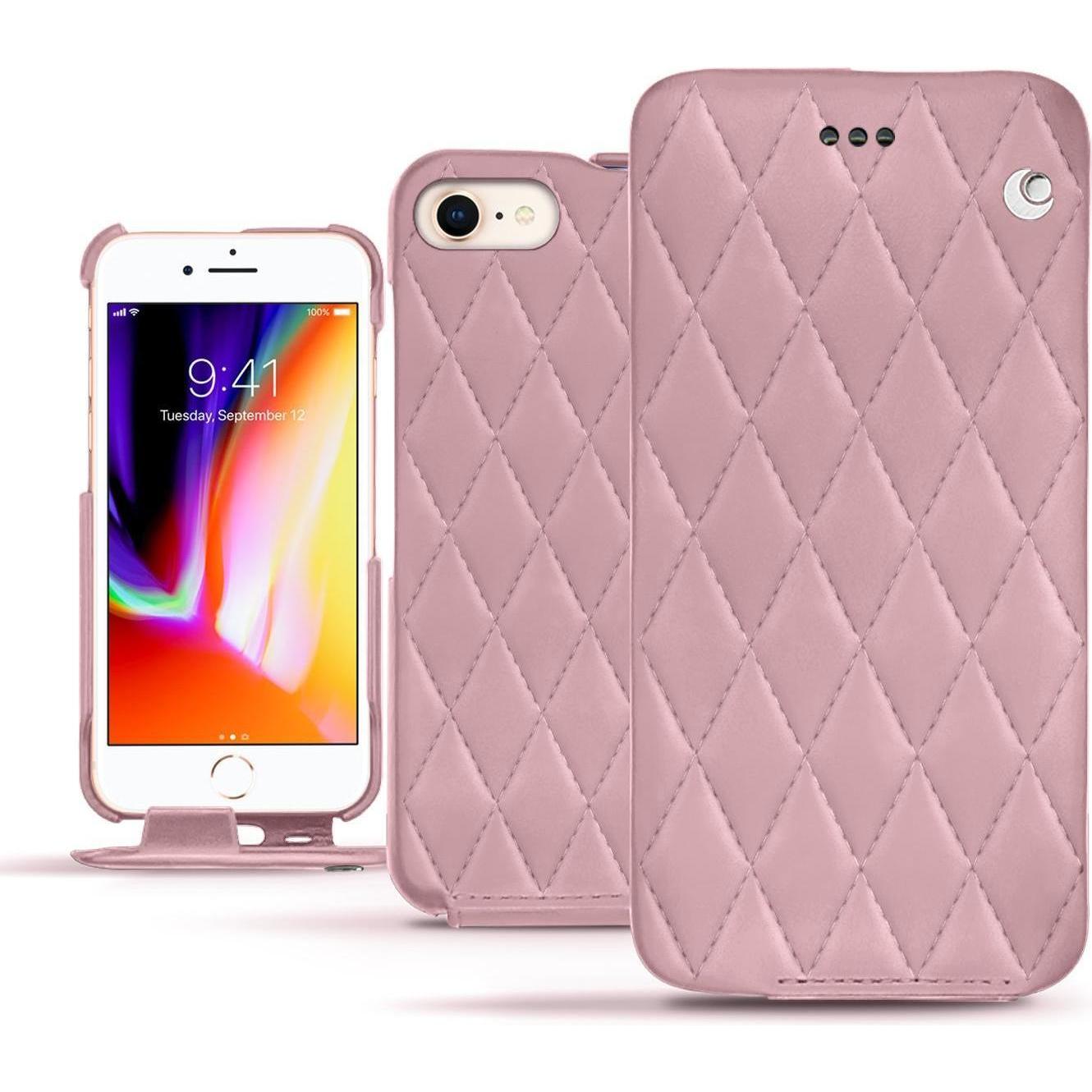 Noreve Lederschutzhülle vertikal (Apple iPhone 8), Smartphone Hülle, Rosa