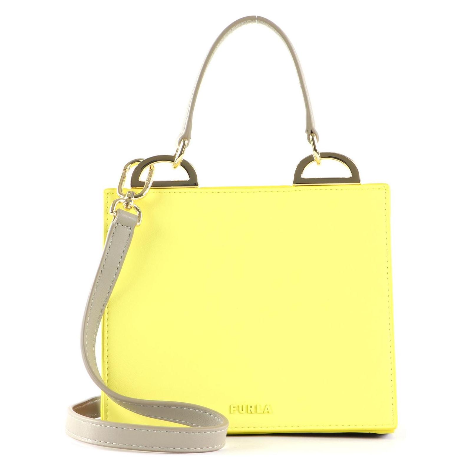Furla, Damen, Handtasche, Linea Futura Roxy Colorblock Mini Top Handle Bag, Gelb, Grau