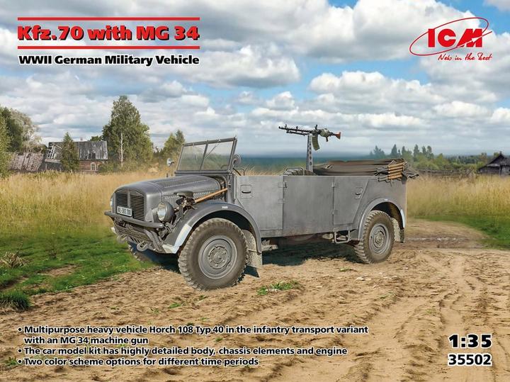 Actual product image ICM Kfz.70 with MG 34, WWII German Military Vehicle