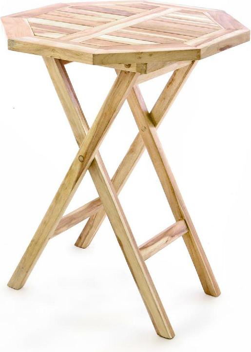 Produktbild VCM Gartenmöbel Sitzgruppe Garnitur Tisch achteckig Ø60cm Teak Holz natur (46 cm)