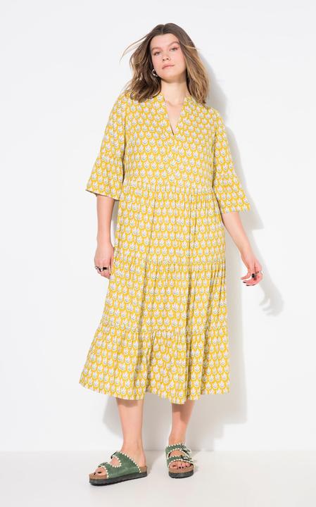 Produktbild Studio Untold Maxikleid, abstrakter Blätter-Print, 3/4-Ärmel, Volants (54)