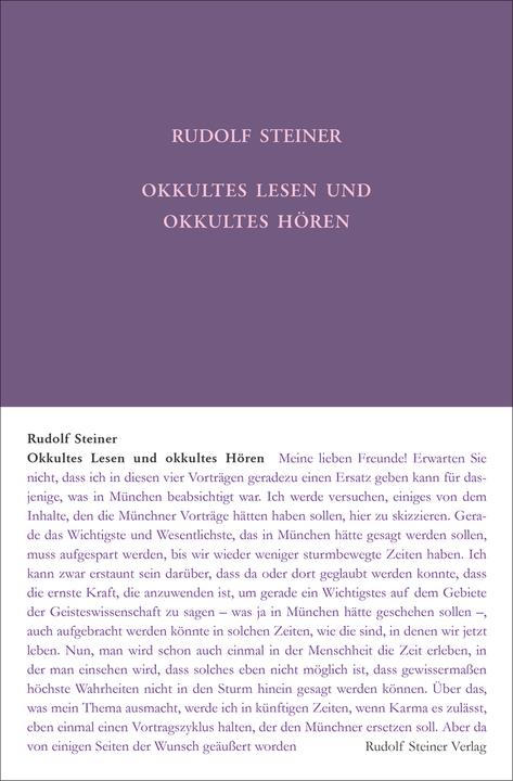 Produktbild Okkultes Lesen und okkultes Hören (Deutsch, Rudolf Steiner, 2022)