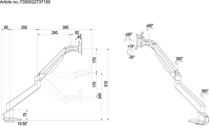 Immagine prodotto Multibrackets Braccio per monitor singolo bianco (Tavolo, 32", 10 kg)