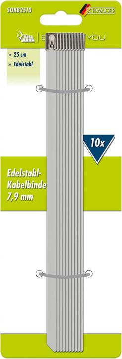 Produktbild Schwaiger Kabelbinder Edelstahl 0.25m 10 Stück (Metallkabelbinder, 250 mm, 10 Stk.)