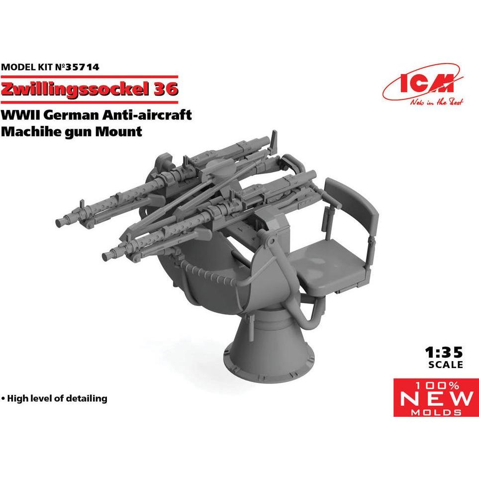 ICM Zwillingssockel 36, WWII German Anti-aircraft Machihe gun Mount (100% new molds)