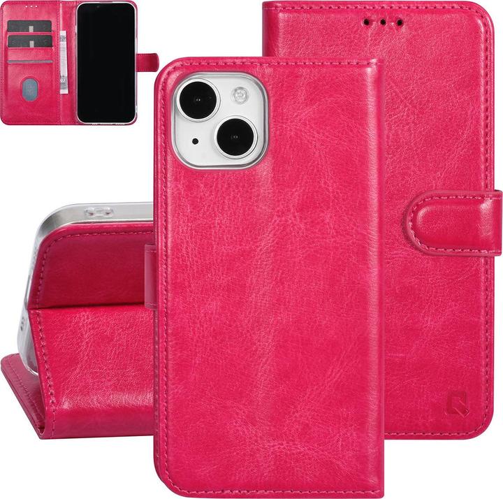 Actual product image UNIQ Accessory Case iPhone 15 - Book Case faux leather hot pink No.707 (Apple iPhone 15)