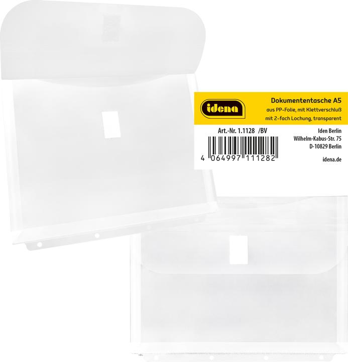 Produktbild Idena Dokumententasche A5 zum Abheften transparent (A5, 1 x)