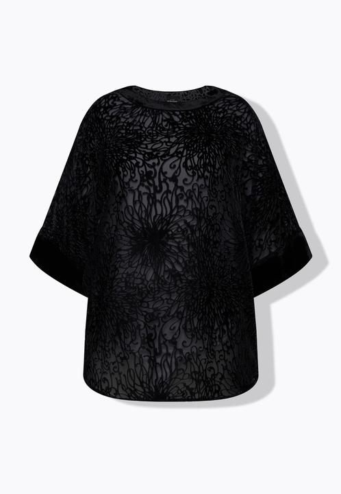Produktbild Ulla Popken Bluse, Ausbrenner-Samt, Oversized, Rundhals, Halbarm (60)