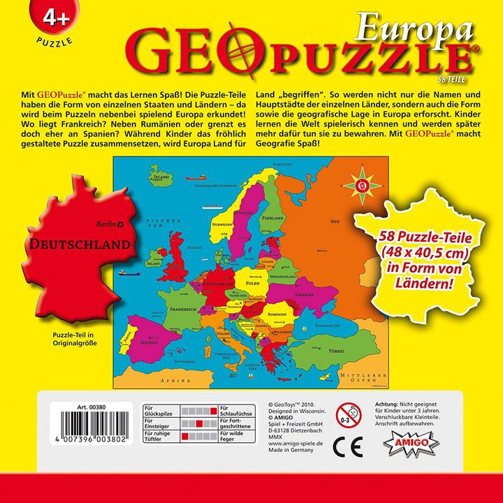 Produktbild Amigo GeoPuzzle Welt (68 Teile)