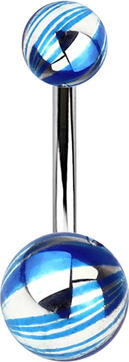 Produktbild Star Piercing Banane silber mit zwei Kugeln blau elektrisch Beschichtet (ohne Messing, Chirurgenstahl 316L)