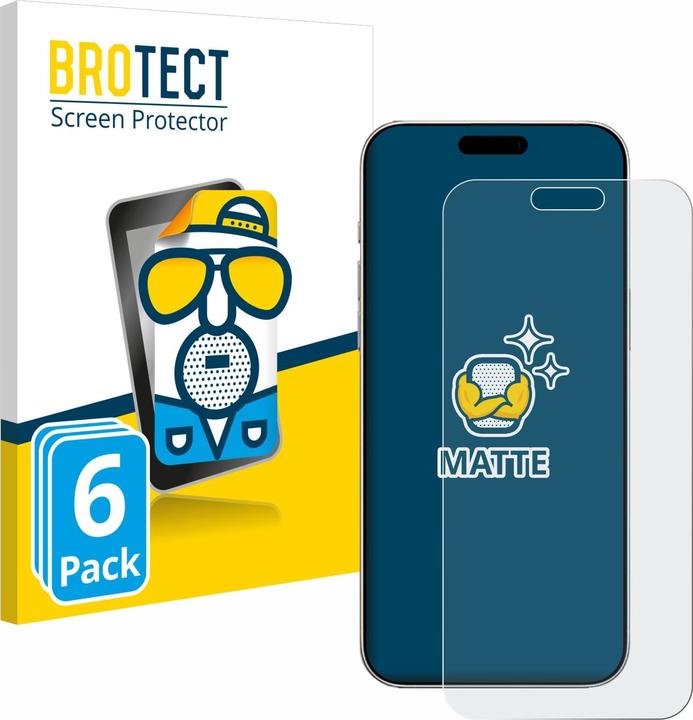 Immagine prodotto BROTECT Pellicola antiriflesso Pellicola protettiva dello schermo Pellicola protettiva dello schermo opaca (6 Pezzo/i, Apple iPhone 16 Pro)