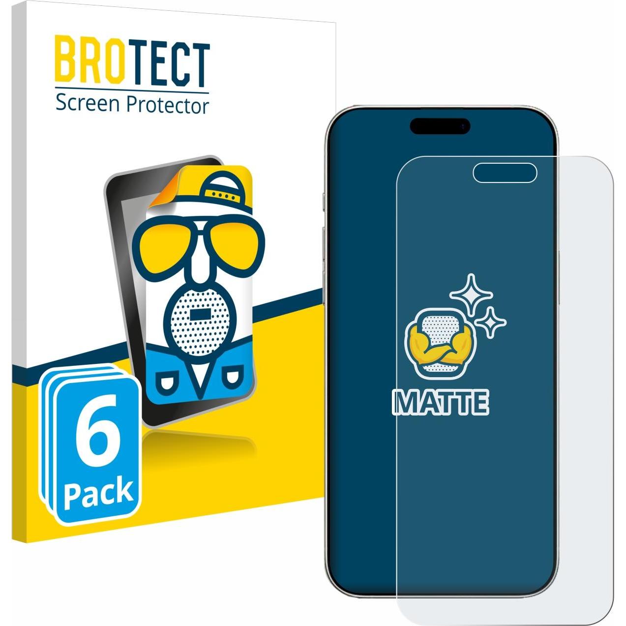 BROTECT Entspiegelungsfolie Displayschutz Displayschutzfolie Folie Matt (6 Stück, Apple iPhone 16 Pro), Smartphone Schut...