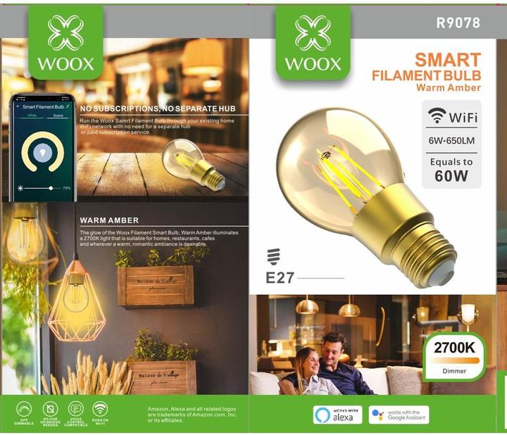 Actual product image Woox Smart Filament (E27, 6 W, 650 lm, 1 x, F)