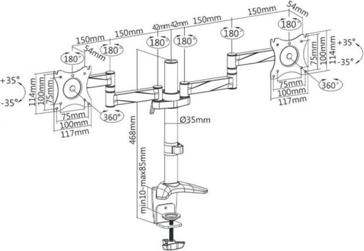 Produktbild Maclean MC-714 - VESA Monitor-/TV-Halter, 13-27", silber, 2x 8 kg (Tisch, 27.01")
