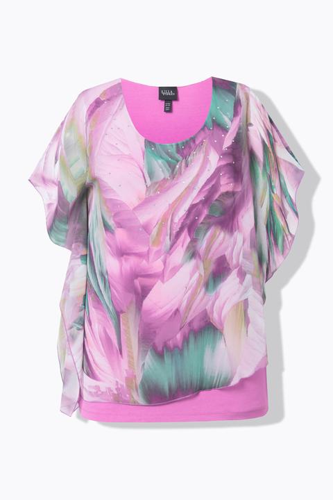 Produktbild Ulla Popken Chiffonbluse, doppellagig, Oversized, Rundhals, Halbarm (60)