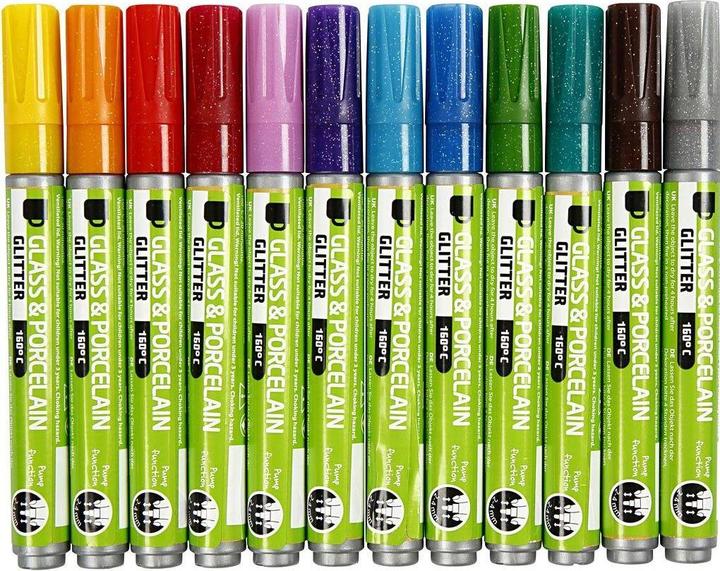Image du produit Creative Toys Crayons pour verre et porcelaine - Paillettes - Semi-opaque - 12 pcs. (12 x)