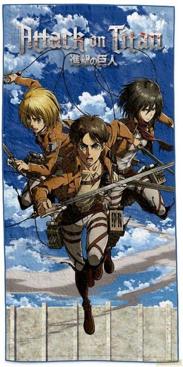 Image du produit Sakami Serviette Attack on Titan Eren, Mikasa & Armin 150 x 75 cm (150 x 75 cm)