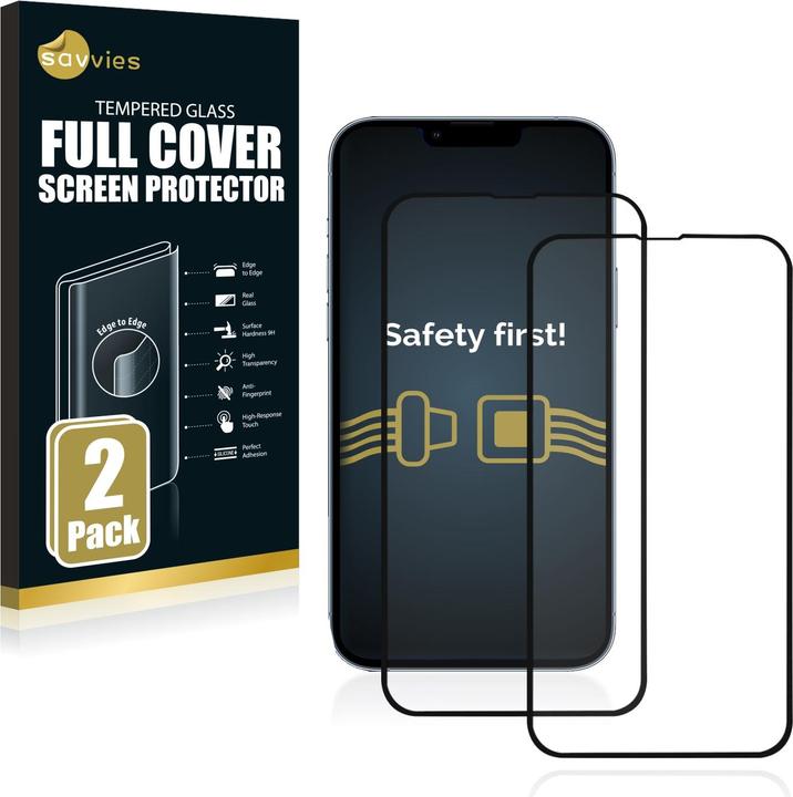 Actual product image Savvies Full-screen armoured glass screen protector (2 Piece, Apple iPhone 14 Plus)