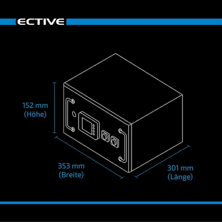 Produktbild Ective LC 150L LT 12V LiFePO4 Lithium Untersitzbatterie 150Ah (12 V, 150 Ah)